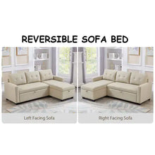 Load image into Gallery viewer, Pull-out Sofa With Storage Chaise Longue, Convertible Corner Sofa, Beige ITDinos®