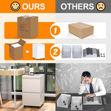 Lade das Bild in den Galerie-Viewer, Aobabo Metal 2 Drawer Office File Cabinet With Lock, Under Desk Office Steel Mobile Cabinet On Wheels, 25.6''H Legal Letter A4 Size,White, Fully Assembled ITDinos®