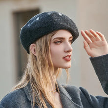 Load image into Gallery viewer, Polka Dot Wool Beret Hat for Women and Girls