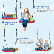 Lade das Bild in den Galerie-Viewer, 5-in-1 Outdoor Toddler Swing Set, Playground Swing Set With Steel Frame, Multifunctional Playset For Kids With Climbing Ladder, Saucer Swing, Monkey Pole Swing, Disc Swing And Swing Ring ITDinos®