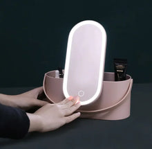 Load image into Gallery viewer, LED Light Storage Box Beauty And Makeup Mirror