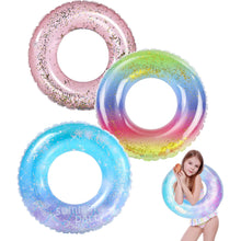 Load image into Gallery viewer, Inflatable Pool Floats 3 Pack Glitter Swim Rings for 2-5 Years Old Kids Pool Tubes Toys Pool Floats Ring Toys Summer Beach Swimming Pool Floats Party Supplies for Girl Boy ITDinos®