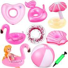 Load image into Gallery viewer, CHENGU 6 Pcs Pool Floaties for Girl Dolls Swim Accessories Set Swimming Pool Floaties Party Ring Girl Dolls Cup Coasters Dolls Pool Toys Doll Pool for 11.5" Dolls Girl Swimming Pool (PinkFresh) ITDinos®
