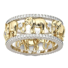 Load image into Gallery viewer, Gold Elephant Ring with Zircon Stones ITDinos®