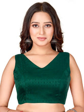 Load image into Gallery viewer, Chandrakala Sleeveless Blouses for Women sareesV neck Backless Readymade Crop top Choli Bottle Green4X-Large (B218BOT8) ITDinos®