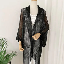 Load image into Gallery viewer, Versatile Long Fringe Shawl with Hollow Design