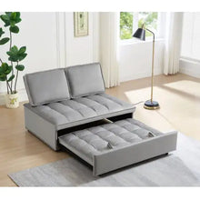 Load image into Gallery viewer, Convertible Sleeping Sofa Bed, Modern Velvet Fabric Double Seat Sofa Bed, Sleeping Sofa Bed With 2 Backs And Detachable Backs, Backs, Suitable For Living Room Bedroom,Grey ITDinos®
