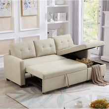 Load image into Gallery viewer, Pull-out Sofa With Storage Chaise Longue, Convertible Corner Sofa, Beige ITDinos®