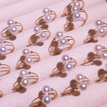 Load image into Gallery viewer, 18K Gold Elastic Pearl Ring with Natural Freshwater Pearls ITDinos®