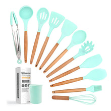 Load image into Gallery viewer, Wooden Handle Silicone Kitchen Utensil Set (11 Pieces) ITDinos®