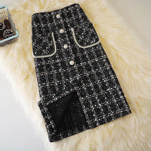 Load image into Gallery viewer, High Waist Slim Plaid Wool Skirt