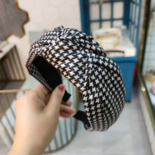 Load image into Gallery viewer, Wide Headband with Retro Houndstooth Print