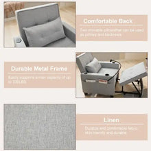 Load image into Gallery viewer, Futon Chair Bed Convertible Chair 3-in-1 Pull Out Sleeper Chair Beds With USB Ports,Wear-resistant And Anti-scratch, Armchair Bed Sleeper For Living Room,Grey. ITDinos®