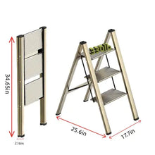 Load image into Gallery viewer, 3 Step Ladder, Aluminum Alloy Ladder, Folding Ladder, With Wide Non-skid Pedals 300 Lb Capacity Home Office Portable Ladder, Light And Strong Compact, Can Be Used In The Study Bedroom Kitchen Office ITDinos®