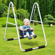 Load image into Gallery viewer, Hapfan Toddler Swing Baby Swing with Heavy Duty Foldable Stand Indoor Outdoor Swing Set for Aged 1-3 with Canvas Cushion Seat 55lbs Capacity ITDinos®