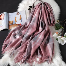 Load image into Gallery viewer, Chic Plaid Long Fringe Shawl