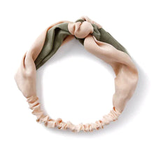 Lade das Bild in den Galerie-Viewer, Retro Satin-Stirnband mit Farbblock-Knoten (breit)