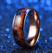 Load image into Gallery viewer, Fishbone Tungsten Wedding Ring with Wood Inlay ITDinos®