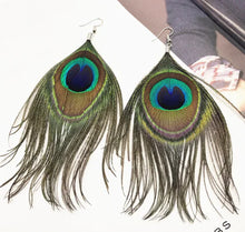 Load image into Gallery viewer, Ethnic Yunnan Style Earrings with Glass Peacock Feathers ITDinos®