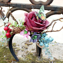 Load image into Gallery viewer, Exaggerated Christmas Antler Headband with Floral Accents
