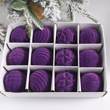 Load image into Gallery viewer, 12-Pack Velvet Christmas Tree Ornaments - Plastic Balls ITDinos®