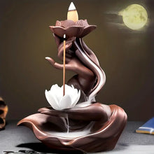 Load image into Gallery viewer, Lotus Waterfall Incense Burner in Purple Clay Ceramic ITDinos®