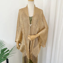 Load image into Gallery viewer, Versatile Long Fringe Shawl with Hollow Design