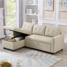 Load image into Gallery viewer, Pull-out Sofa With Storage Chaise Longue, Convertible Corner Sofa, Beige ITDinos®