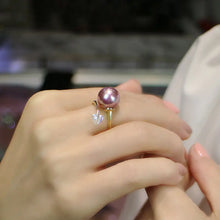 Lade das Bild in den Galerie-Viewer, 18K Gold Plated Freshwater Pearl Ring with Purple Pearl ITDinos®