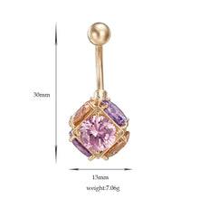 Load image into Gallery viewer, Colorful Square Crystal Navel Ring Body Piercing Jewelry ITDinos®