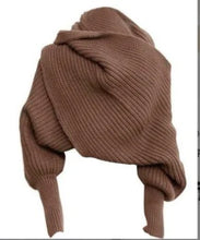 Load image into Gallery viewer, Knitted Yarn Scarf with Sleeves and Shawl Design