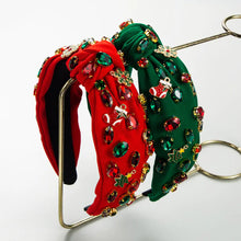 Load image into Gallery viewer, Handmade Christmas Tree Headband with Knot Design