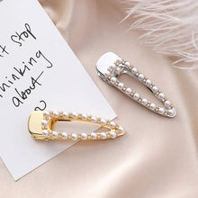Load image into Gallery viewer, Fashion Pearl Rhinestone Triangle Hair Clip