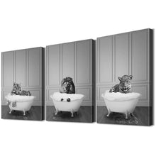 Load image into Gallery viewer, 3 Pieces Funny Bathroom Wall Art Bathroom Wall Decor Bathroom Decor Wall Art Funny Bathroom Decor Bathroom Art Wall Decor Animal Bathroom Wall Art Animal Art for Bathroom Decor (24Hx36Wx3PCS)