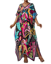 Lade das Bild in den Galerie-Viewer, Bsubseach Women Kaftan Dresses Ethnic Print V-neck Beach Cover Up Plus Size Caftan Loungewear Summer Swimsuit Coverup Pink ITDinos®