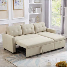 Load image into Gallery viewer, Pull-out Sofa With Storage Chaise Longue, Convertible Corner Sofa, Beige ITDinos®