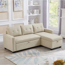 Load image into Gallery viewer, Pull-out Sofa With Storage Chaise Longue, Convertible Corner Sofa, Beige ITDinos®