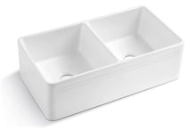 Load image into Gallery viewer, Ceramic White Kitchen Double Basin Farmhouse Sink Rectangular Vessel Sink