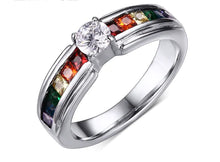 Load image into Gallery viewer, Colorful Inlaid Zircon Titanium Steel Rainbow Ring ITDinos®