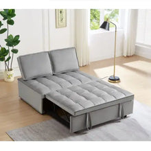 Load image into Gallery viewer, Convertible Sleeping Sofa Bed, Modern Velvet Fabric Double Seat Sofa Bed, Sleeping Sofa Bed With 2 Backs And Detachable Backs, Backs, Suitable For Living Room Bedroom,Grey ITDinos®