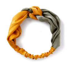 Lade das Bild in den Galerie-Viewer, Retro Satin-Stirnband mit Farbblock-Knoten (breit)