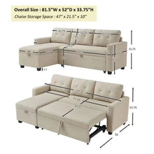 Load image into Gallery viewer, Pull-out Sofa With Storage Chaise Longue, Convertible Corner Sofa, Beige ITDinos®