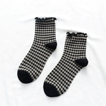 Load image into Gallery viewer, Cotton Women's Socks with Plaid and Wood Ears ITDinos®