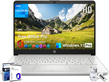 Load image into Gallery viewer, HP 14" Laptop for Work & Study Intel Celeron N4120 16GB RAM 128 GB eMMC Intel UHD Graphics Lightweight & Portable Windows 11 Pro & Microsoft Office Lifetime License ITDinos®