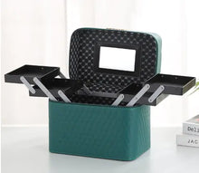 Load image into Gallery viewer, Large Capacity PU Cosmetic Bag with Mirror and Zipper