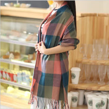 Load image into Gallery viewer, Plaid Scarf for Women - Long Fringe Shawl