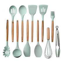 Load image into Gallery viewer, 11-Piece Silicone Kitchen Utensil Set with Wooden Handle ITDinos®