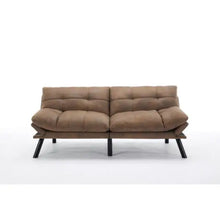 Load image into Gallery viewer, Leatehr Feeling Brown Convertible Folding Modern Sofa Bed ITDinos®