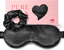 Load image into Gallery viewer, LitBear 100% Pure Silk Sleep Mask 22 Momme 6A Silk Fabric and Filling Total Light Blocking Mulberry Silk Eye Mask Sleeping for Women Men Side Sleepers Includes Travel Pouch and Silk Scrunchie