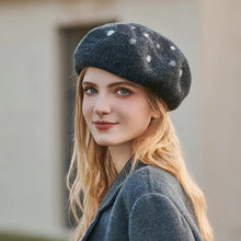 Load image into Gallery viewer, Polka Dot Wool Beret Hat for Women and Girls